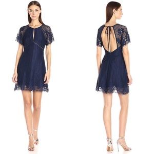 Blue dress ASTR the Label Shelley L Lace Mini Dress navy blue dress